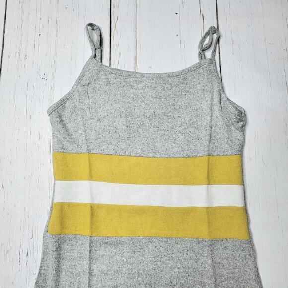 Anthropologie Ella Mara Super Soft Hacci Midi Tank Dress Gray Yellow Cream Small - Picture 3 of 8